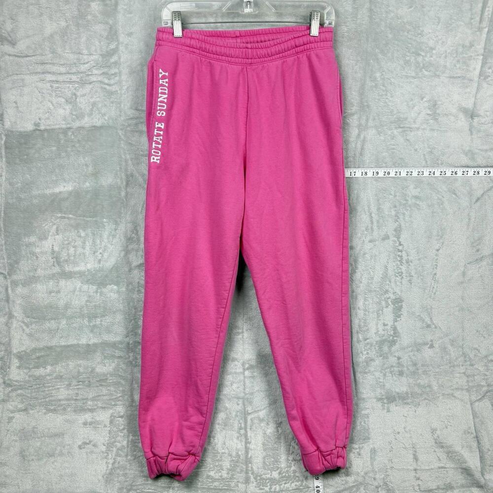 ROTATE Birger Christensen Sunday Sweatpants Sz M Pink Logo Joggers Scandinavian